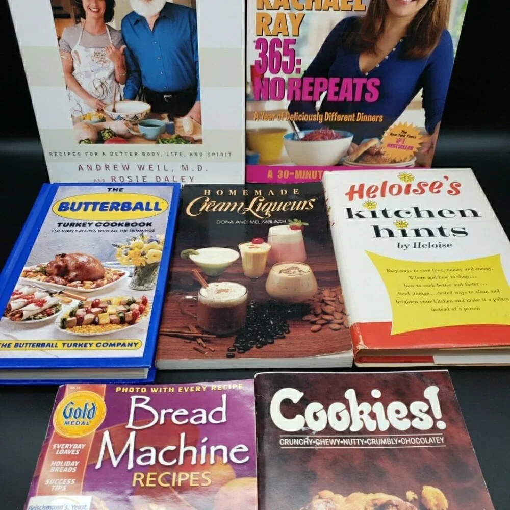 Lot of 7 Cookbooks Andrew Weil Rachael Ray + Misc HC & PB Variety Kitchen